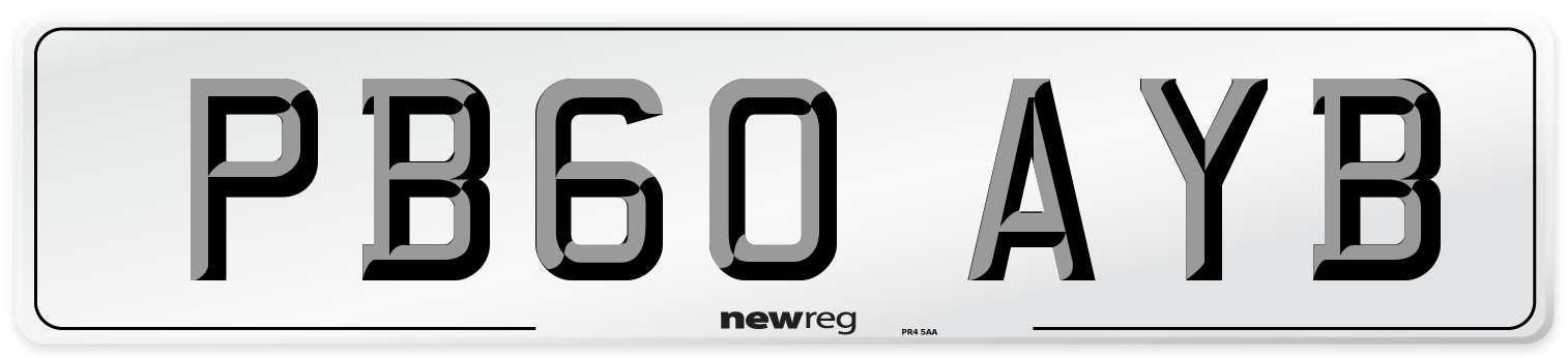 PB60 AYB Number Plate from New Reg